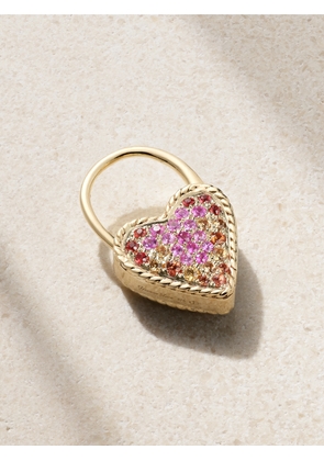 Yvonne Léon - Créole Cadenas Coeur 9-karat Gold Sapphire Single Earring - Multi - One size