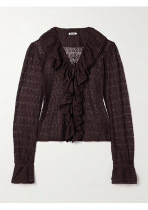 BODE - Ruffled Lace Blouse - Brown - x small,small,medium,large,x large