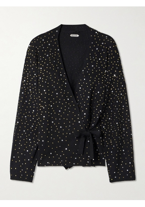 BODE - Oak Crystal-embellished Knitted Wrap Cardigan - Black - x small,small,medium,large,x large