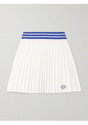BODE - Pleated Embroidered Striped Jersey Mini Skirt - White - x small,small,medium,large,x large