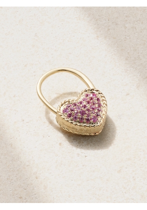 Yvonne Léon - Créole Cadenas Coeur 9-karat Gold Sapphire Single Earring - Pink - One size