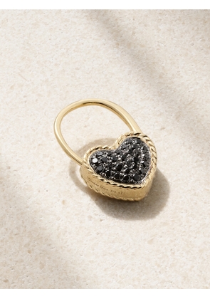 Yvonne Léon - Créole Cadenas Coeur 9-karat Gold Diamond Single Earring - Black - One size