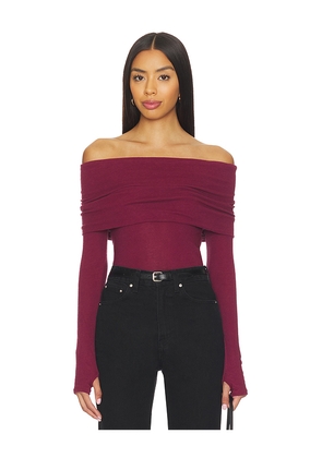 Enza Costa Off Shoulder Top in Burgundy. Size L. Also in XS, S, M.