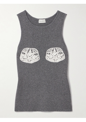 Magda Butrym - Crocheted Cotton-trimmed Cashmere Tank - Gray - FR 34,FR 36,FR 38,FR 40,FR 42