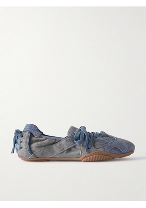 Acne Studios - Bilaria Paneled Logo-print Denim Ballet Flats - Blue - IT35,IT36,IT37,IT38,IT39,IT40,IT41