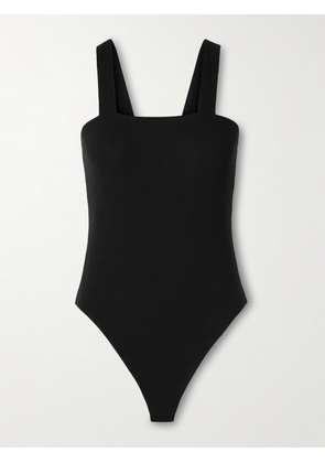 Skin - Narcisse Ribbed Stretch-pima Cotton And Modal-blend Thong Bodysuit - Black - 01,2,3,4,5
