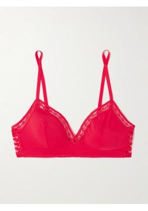 Eres - Bubble Rituel Lace-trimmed Stretch-jersey Soft-cup Triangle Bra - Red - 70C,75C,80C,70A,75A,70B,75B,80B