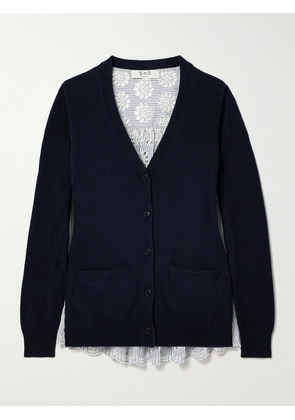 Sea - Lennon Paneled Merino Wool-blend And Striped Broderie Anglaise Cotton-poplin Cardigan - Blue - x small,small,medium,large