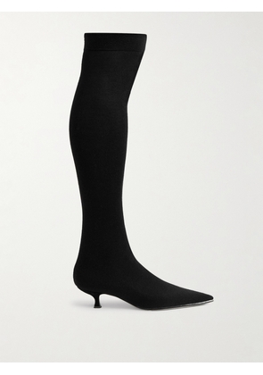 René Caovilla - Crystal-embellished Stretch-knit Over-the-knee Boots - Black - IT36,IT37,IT37.5,IT38,IT38.5,IT39,IT39.5,IT40,IT40.5,IT41,IT41.5,IT42