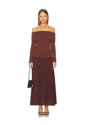 ASTR the Label Tanaia Mixed Media Dress in Brown. Size L. Also in XS, S, M, XL.