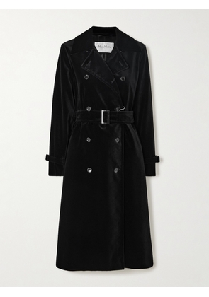 Max Mara - Lana Double-breasted Velvet Trench Coat - Black - UK 4,UK 6,UK 8,UK 10,UK 12,UK 14,UK 18