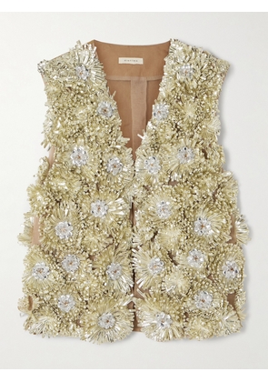 Diotima - Lorimers Embellished Silk-organza And Cotton-twill Vest - Gold - 01,2
