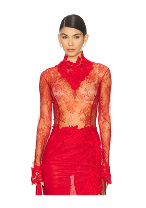 Blumarine Chantilly Lace Top in Red. Size 36. Also in 40.