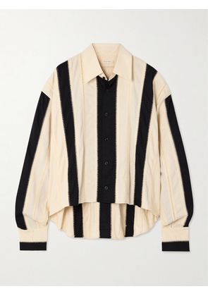 Diotima - Mossman Crochet-trimmed Striped Cotton-poplin Shirt - Ecru - 01