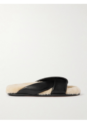 Emme Parsons - Shearling-lined Leather Slides - Black - IT35,IT36,IT37,IT38,IT39,IT40,IT41