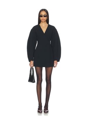 EAVES Norna Polished Crepe Mini Dress in Black. Size L. Also in XS, XXS, S, M.