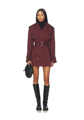 Bardot Aster Short Trench Coat in Red. Size 10. Also in 12, 2, 4, 6, 8.