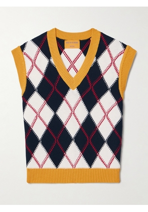 Guest In Residence - Argyle Cotton-jacquard Vest - Multi - x small,small,medium,large,x large