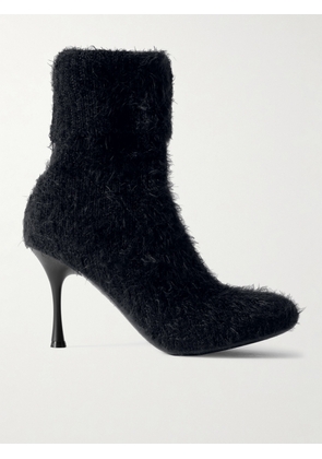 Gianvito Rossi - Aspen 95 Brushed Ribbed-knit Ankle Boots - Black - IT36,IT36.5,IT37,IT37.5,IT38,IT38.5,IT39,IT39.5,IT40,IT41