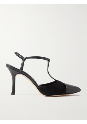 Manolo Blahnik - Turgimodhi 90 Cutout Leather And Suede Pumps - Black - IT36,IT36.5,IT37,IT37.5,IT38,IT38.5,IT39,IT39.5,IT40,IT40.5,IT41,IT42
