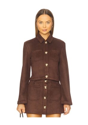 Bardot Lorenzo Vegan Suede Shirt in Chocolate. Size 10. Also in 2, 6, 8, 12.