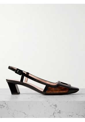Roger Vivier - Belle Vivier 45 Patent-leather Trimmed Tortoiseshell Pvc Pumps - Black - IT34,IT35,IT35.5,IT36,IT36.5,IT37,IT37.5,IT38,IT38.5,IT39,IT39.5,IT40,IT40.5,IT41,IT41.5,IT42