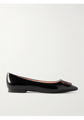 Roger Vivier - Gommettine Buckled Glossed Crinkled-leather Ballet Flats - Black - IT34,IT34.5,IT35,IT35.5,IT36,IT36.5,IT37,IT37.5,IT38,IT38.5,IT39,IT39.5,IT40,IT40.5,IT41,IT41.5,IT42
