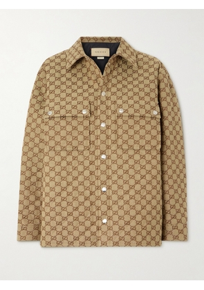 Gucci - Quilted Padded Cotton-blend Canvas-jacquard Shirt - Brown - IT34,IT36,IT38,IT40,IT42,IT44,IT46,IT48,IT52