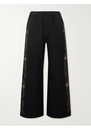 Wales Bonner - Cairo Embellished Embroidered Grain De Poudre Wool Straight-leg Pants - Black - IT38,IT40,IT42,IT44,IT46