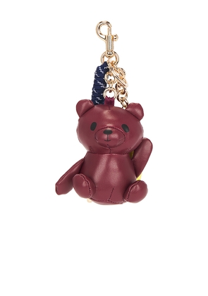 Essentiel Antwerp Irano Bear Keyhanger in Burgundy.