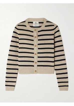 DENIMIST - Cropped Striped Cotton-blend Cardigan - Neutrals - x small,small,medium,large,x large