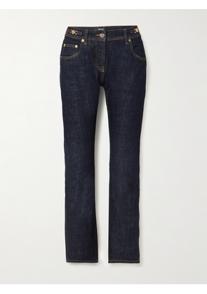 Versace - Embellished Cropped High-rise Straight-leg Jeans - Blue - 24,25,26,27,28,29,30