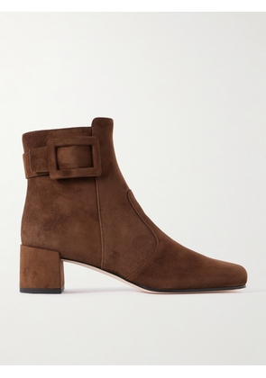 Roger Vivier - Tres Vivier Polly 45 Buckled Suede Ankle Boots - Brown - IT35,IT36,IT36.5,IT37,IT37.5,IT38,IT38.5,IT39,IT39.5,IT40,IT40.5,IT41,IT41.5,IT42
