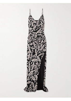 Balmain - Draped Printed Crepe Maxi Dress - Black - FR 34,FR 36,FR 38,FR 40,FR 42
