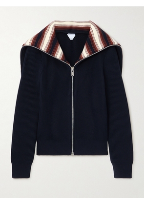 Bottega Veneta - Layered Ribbed Striped Cotton Cardigan - Blue - S,M,L