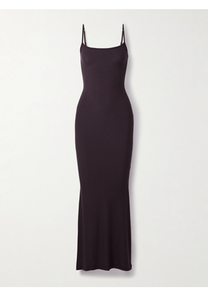SKIMS - Soft Lounge Ribbed Long Stretch-modal Slip Dress - Phoenix - Brown - XXS,XS,S,M,L,XL,2XL,3XL