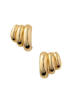 Eliou Tripla Hoop Earrings in Metallic Gold.
