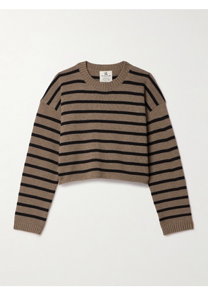 DENIMIST - Cropped Striped Cotton-blend Sweater - Brown - xx small,x small,small,medium,large,x large