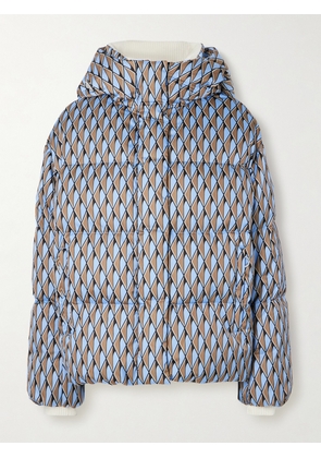 Fusalp - Ada Diam Hooded Ribbed Knit-trimmed Printed Quilted Down Ski Jacket - Blue - FR 34,FR 36,FR 38,FR 40,FR 42