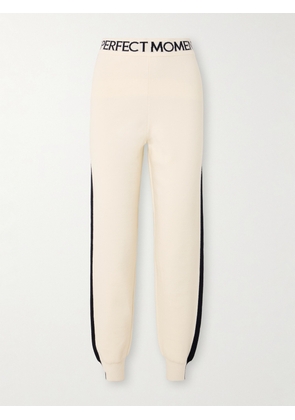 Perfect Moment - La Tour Intarsia Wool-blend Tapered Track Pants - Cream - x small,small,medium,large,x large