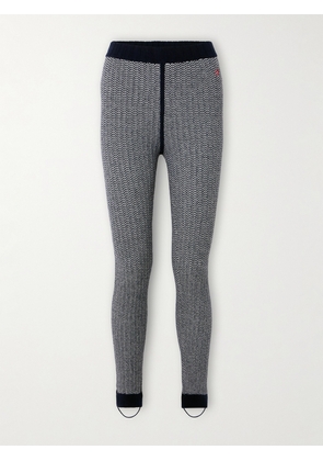 Perfect Moment - Jazzy Ribbed Striped Wool And Cashmere-blend Leggings - Blue - x small,small,medium,large,x large