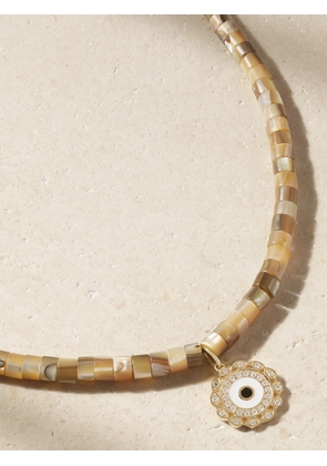 Sydney Evan - 14-karat Gold, Diamond, Abalone And Enamel Necklace - Brown - One size