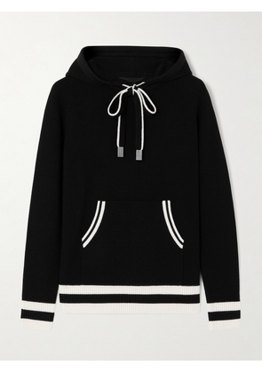 Perfect Moment - Hayley Two-tone Merino Wool Hoodie - Black - x small,small,medium,large,x large