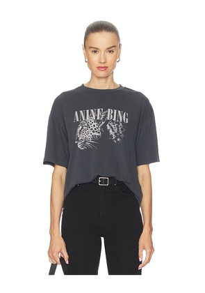 ANINE BING Cohen Leopard Tee in Black. Size L. Also in M, S, XS.
