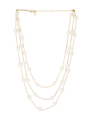 Ettika Coin Pearl Layered Necklace in Metallic Gold.