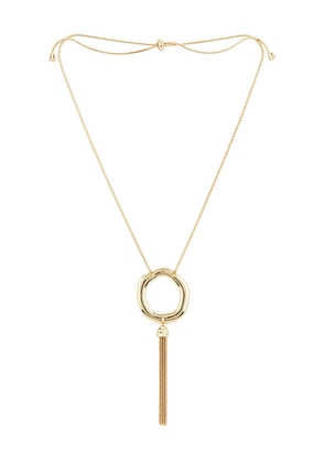 Ettika x REVOLVE Open Circle Tassel Necklace in Metallic Gold.