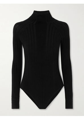 Perfect Moment - Ribbed Stretch-knit Bodysuit - Black - x small,small,medium,large