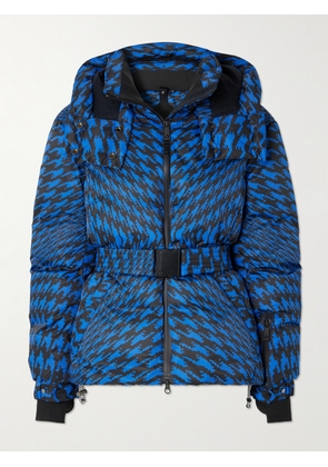 Perfect Moment - + Johnnie Walker Candice Belted Quilted Printed Down Ski Jacket - Blue - x small,small,medium,large