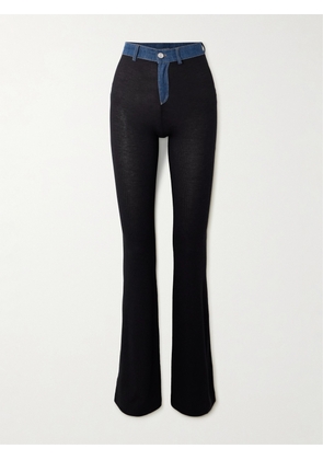 COPERNI - Denim-trimmed Ribbed Lyocell-blend Flared Pants - Black - x small,small,medium,large,x large