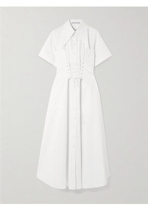 Tolu Coker - Lace-up Stretch-cotton Poplin Maxi Shirt Dress - White - x small,small,medium,large